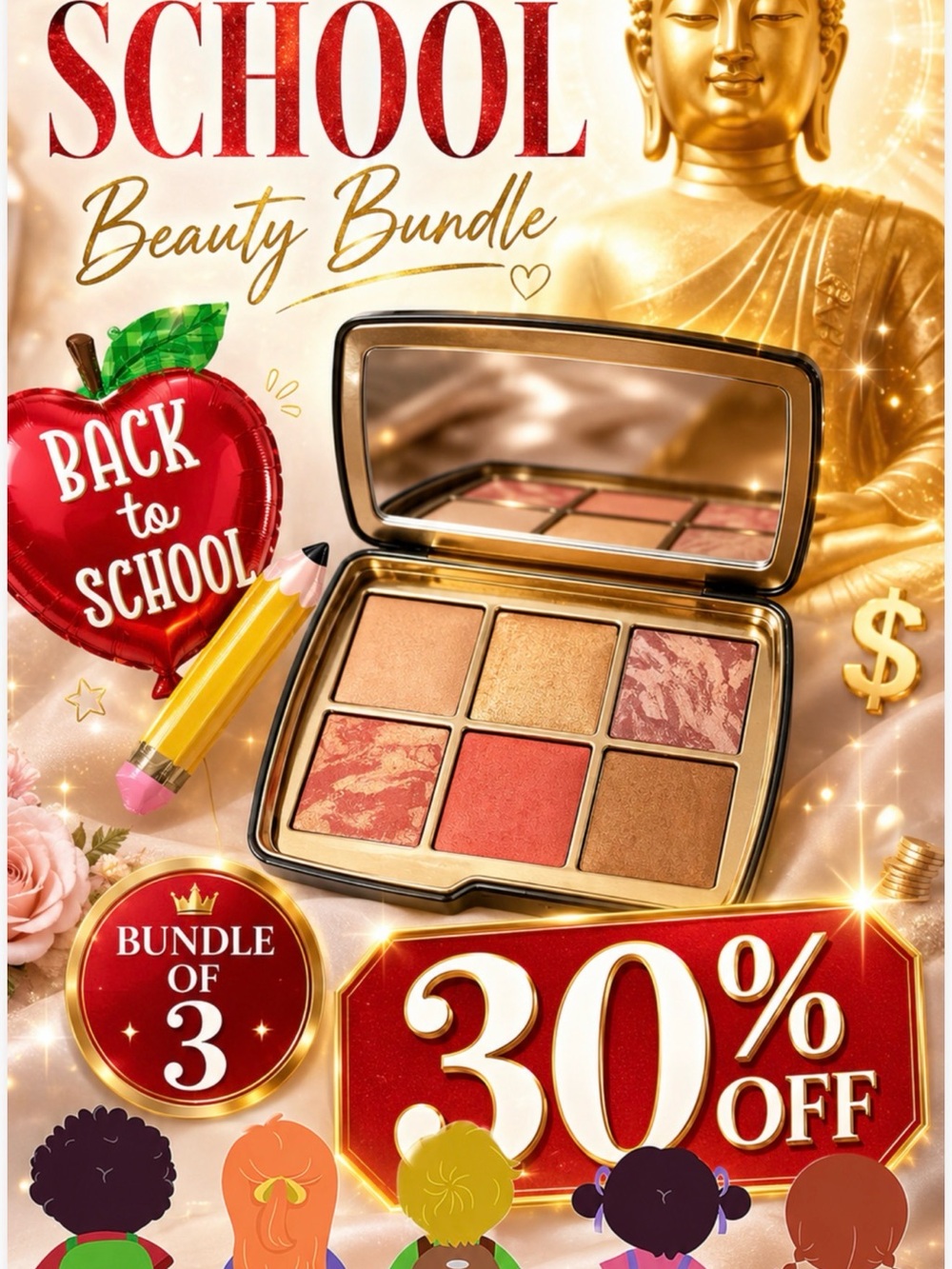 Luminous Gold Face Palette — Warm Pink & Bronze Highlighters